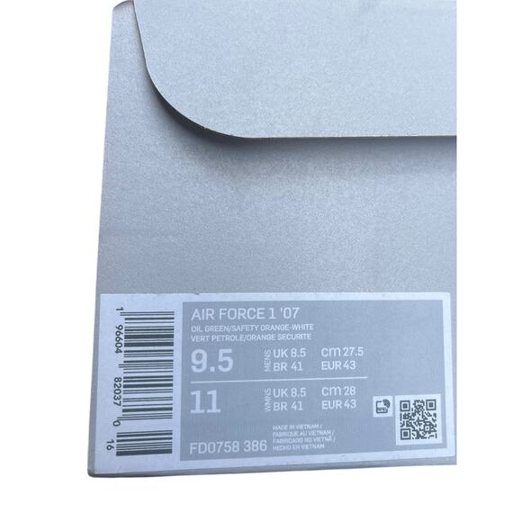 [FD0758-386] Nike AIR FORCE 1 LOW '07 'OIL GREEN ORANGE' | Mens 9.5 Sneaker - Picture 10 of 11